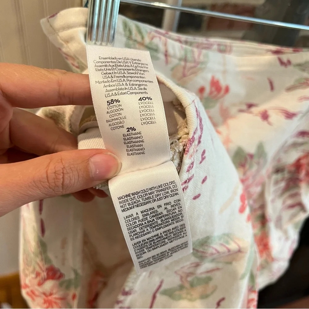 Mother The Ruffle White Hawaiian Summer Beach Print Denim Mini Skirt in Aloha 26 - Picture 2 of 7